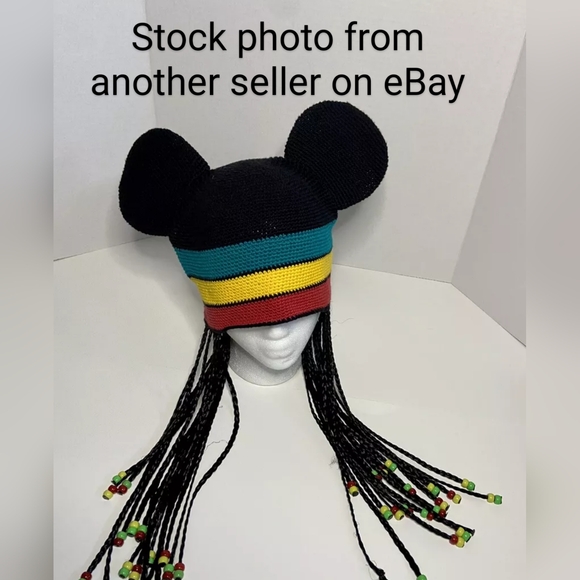 Disney Park Mickey Mouse Ears Hat BUNDLE Jamaica Reggae Rasta Dread Locks Beanie - Picture 12 of 13